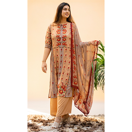 Multicolor Rose Ivory Full Suit Set