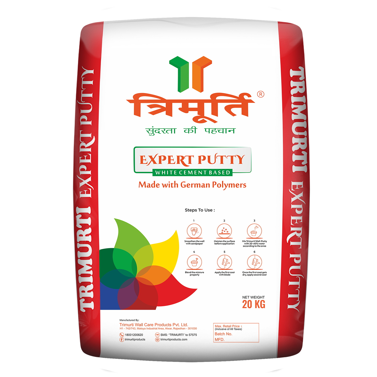 Trimurti 20 Kg Expert Wall Putty - Color: White