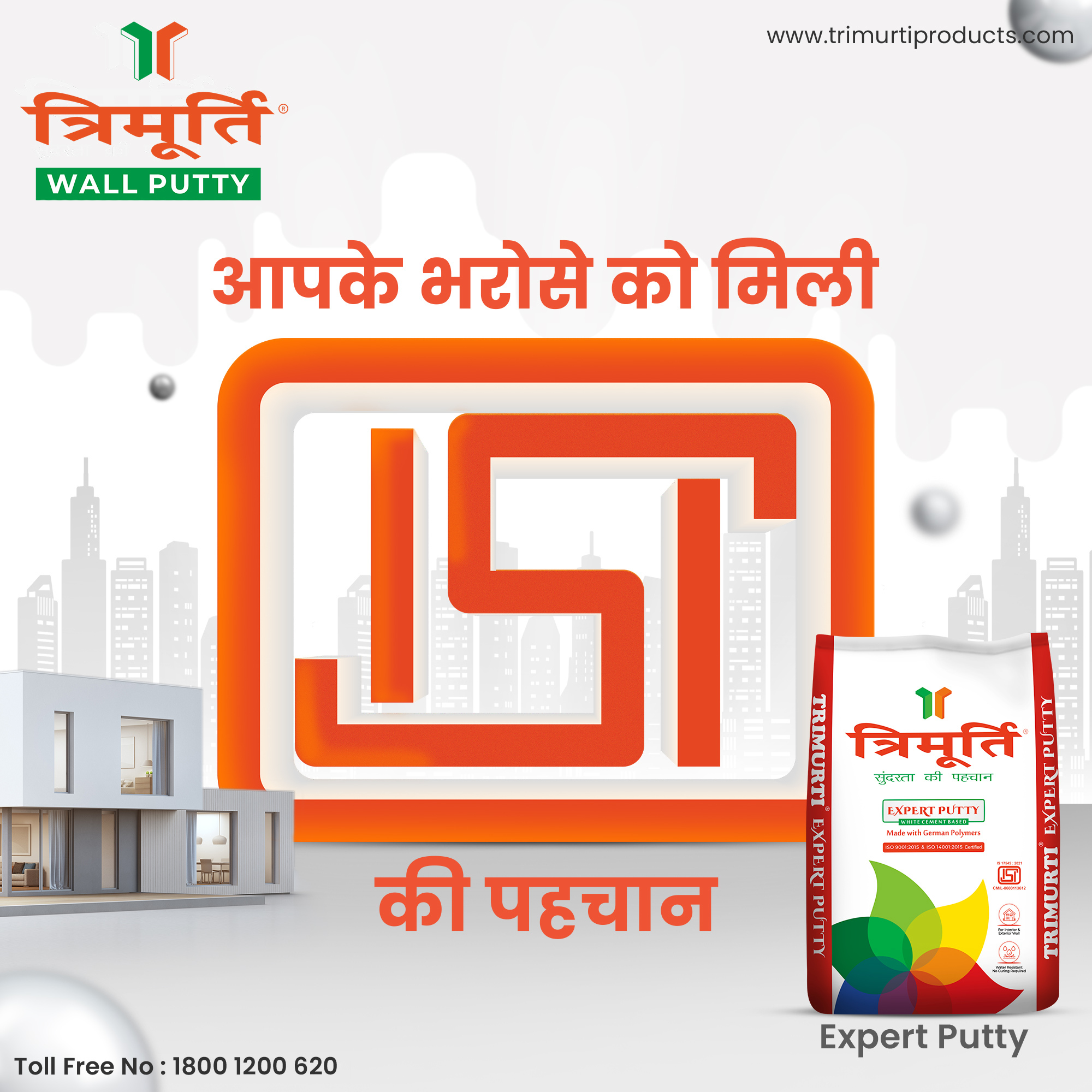 Trimurti 20 Kg Expert Wall Putty - Color: White