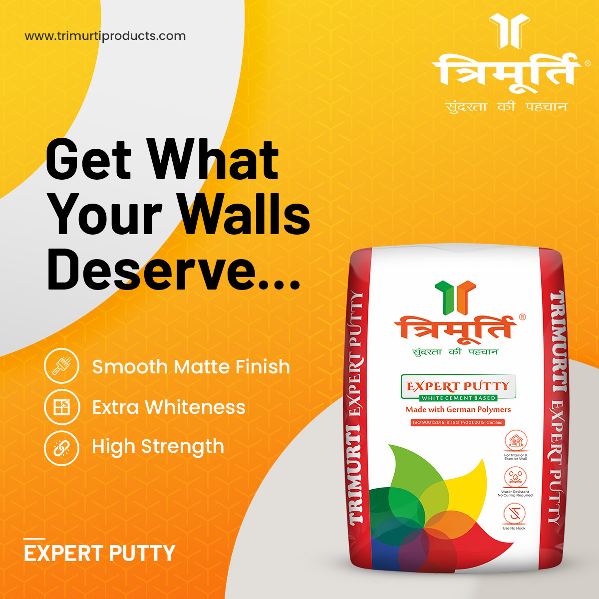 Trimurti 20 Kg Expert Wall Putty - Color: White