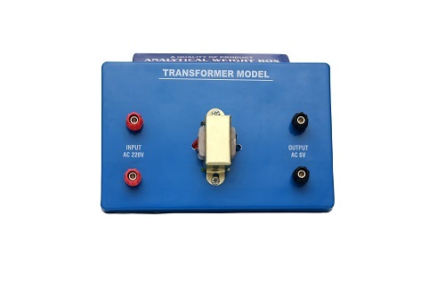 MODEL TRANSFORMERS - Wooden Base on Bakelite Panel, Blue Color with Input and Output Leads Terminals for Enhanced Demonstration