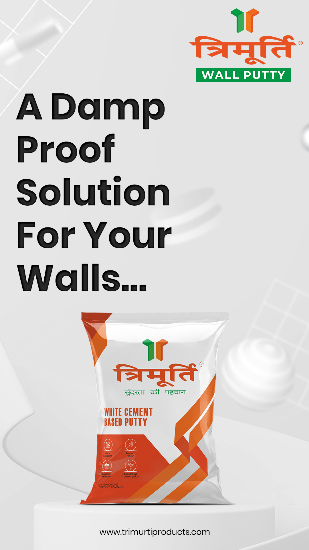Trimurti 5 Kg White Cement Based Wall Putty - Moisture (%): 0%