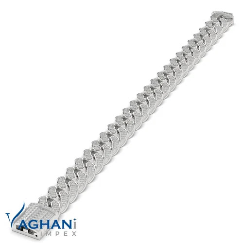 Diamond Cuban Link Chain - 10kt White Gold, 20 Inch Length, 121.60 Grams Weight, 9.15 Carat Round Lab Grown Diamond, Vvs Clarity