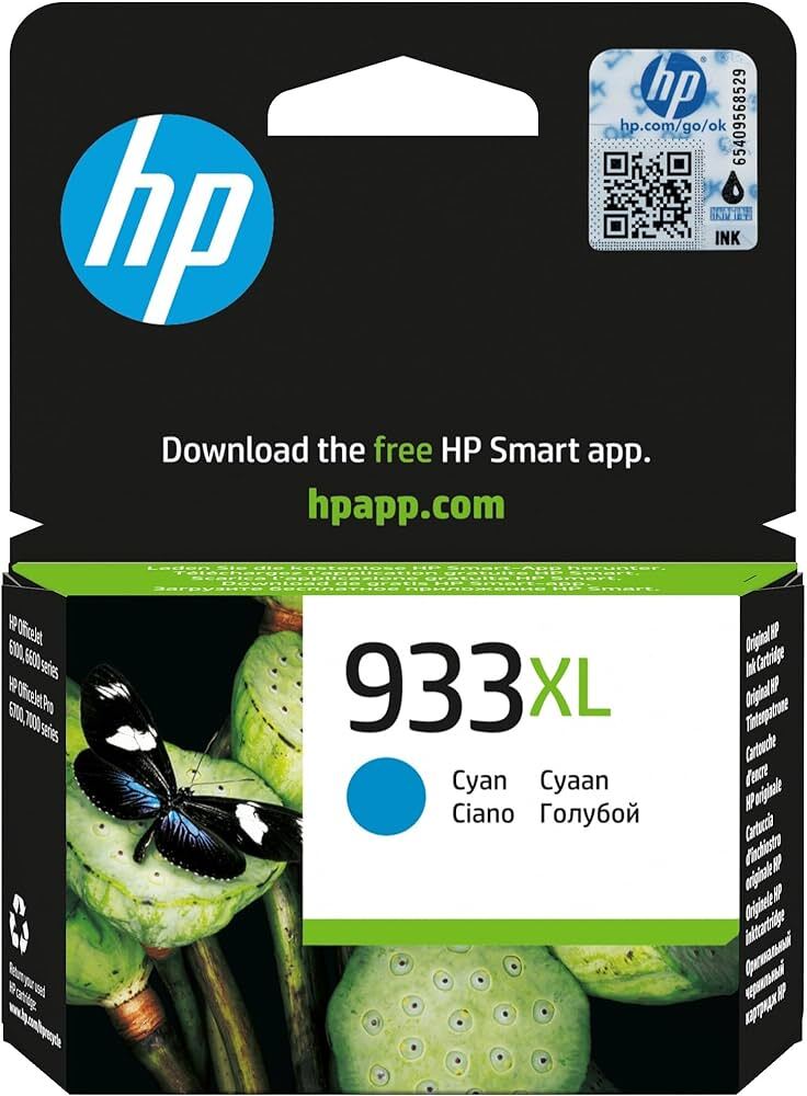 Hp 933xl High Yield Cyan Original Ink Cartridge - Application: Digital Printing