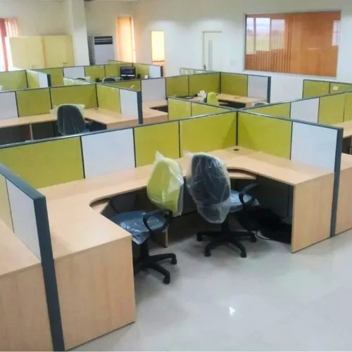 ग्रीन एंड व्हाइट कर्व लीनियर वर्कस्टेशन