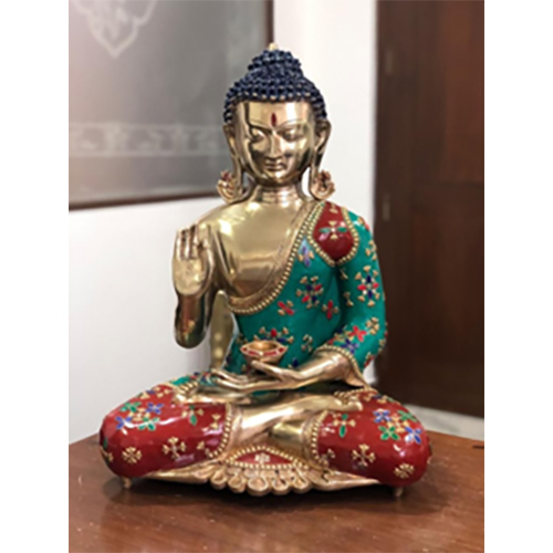 Buddha Statue - Brass, 20 Inches | Indian Stone Work, Religious Buddhism Theme