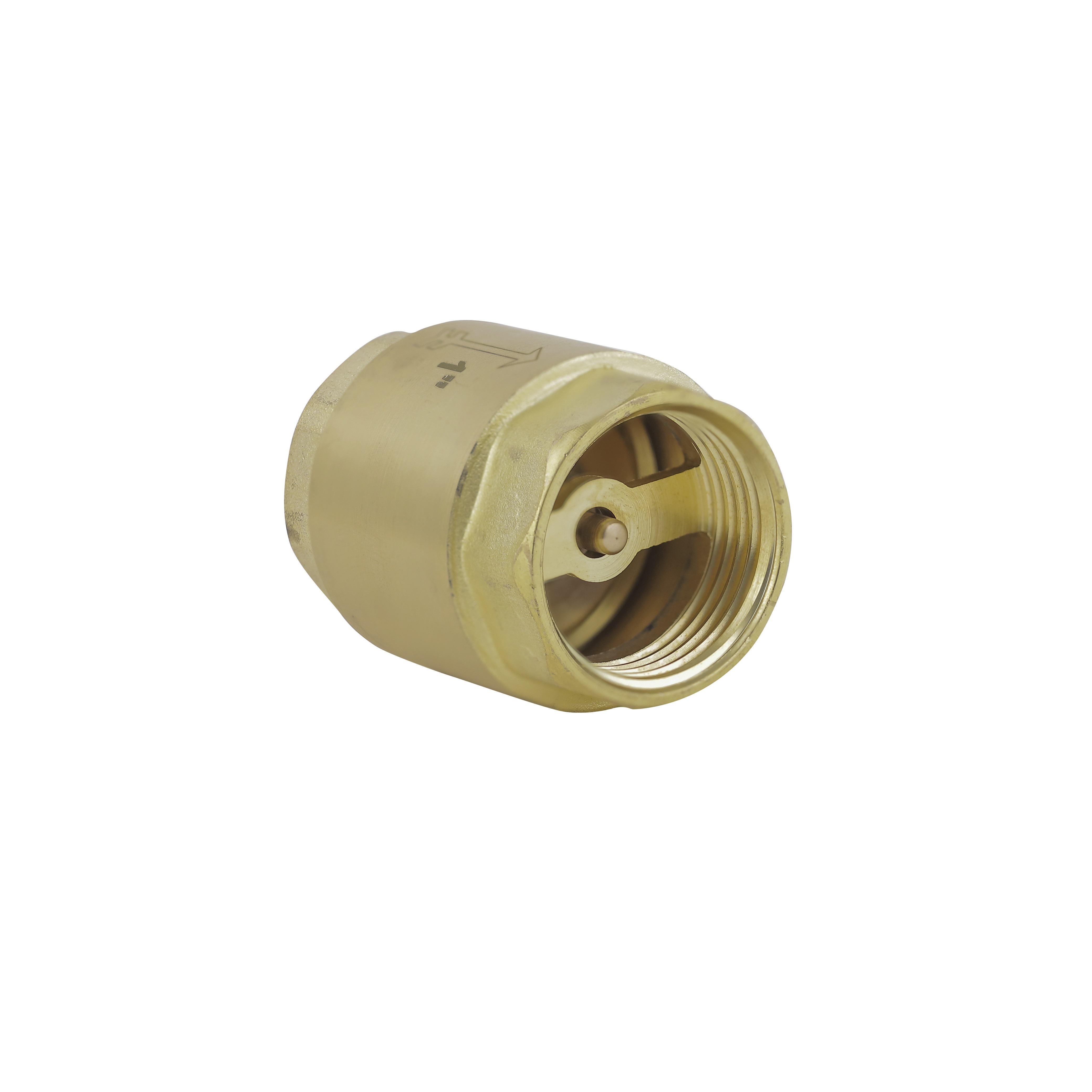 Brass Check Valve - Durable Brass Material, Golden Finish - Prevents Backflow, Ideal For Plumbing Systems, Round Nrv Design