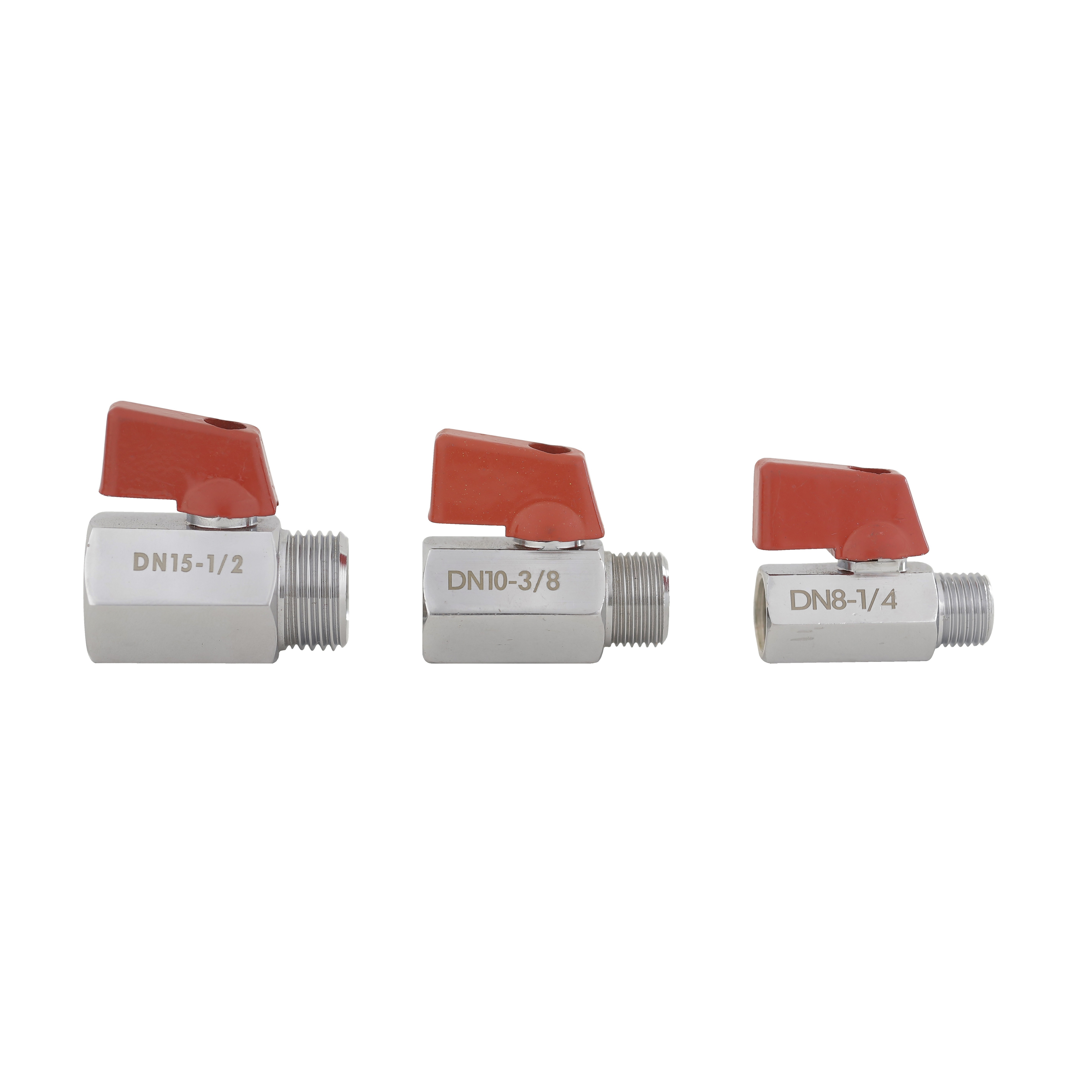 Male Female Mini Ball Valve - Brass, Compact Design | Silver Glossy Finish, Round Shape, Versatile For Plumbing And Industrial Fluid Control