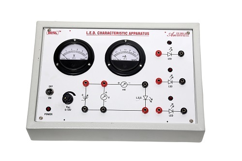 L.E.D CHARACTERISTICS APPARATUS - DC Regulated Power Supply 0-3V / 150mA, Round Meters for Voltage & Current Measurement, Panel-Mounted L.E.D.