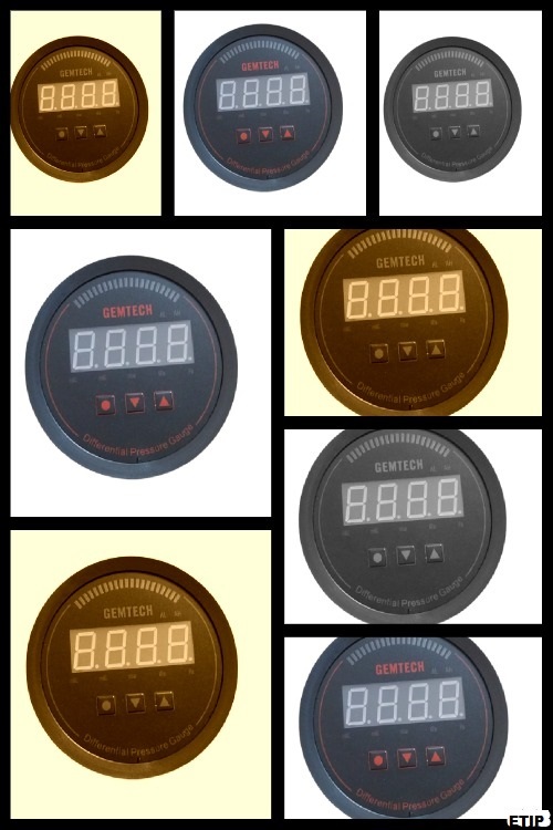 Gemtech Series 3000 Digital Pressure Gauge - Abs Engineering Plastic, 4 Inch Diameter, Black | High-precision Differential Pressure Measurement, Alarm Function, Versatile Installation