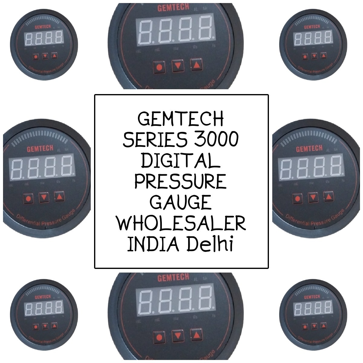 Gemtech Series 3000 Digital Pressure Gauge - Abs Engineering Plastic, 4 Inch Diameter, Black | High-precision Differential Pressure Measurement, Alarm Function, Versatile Installation