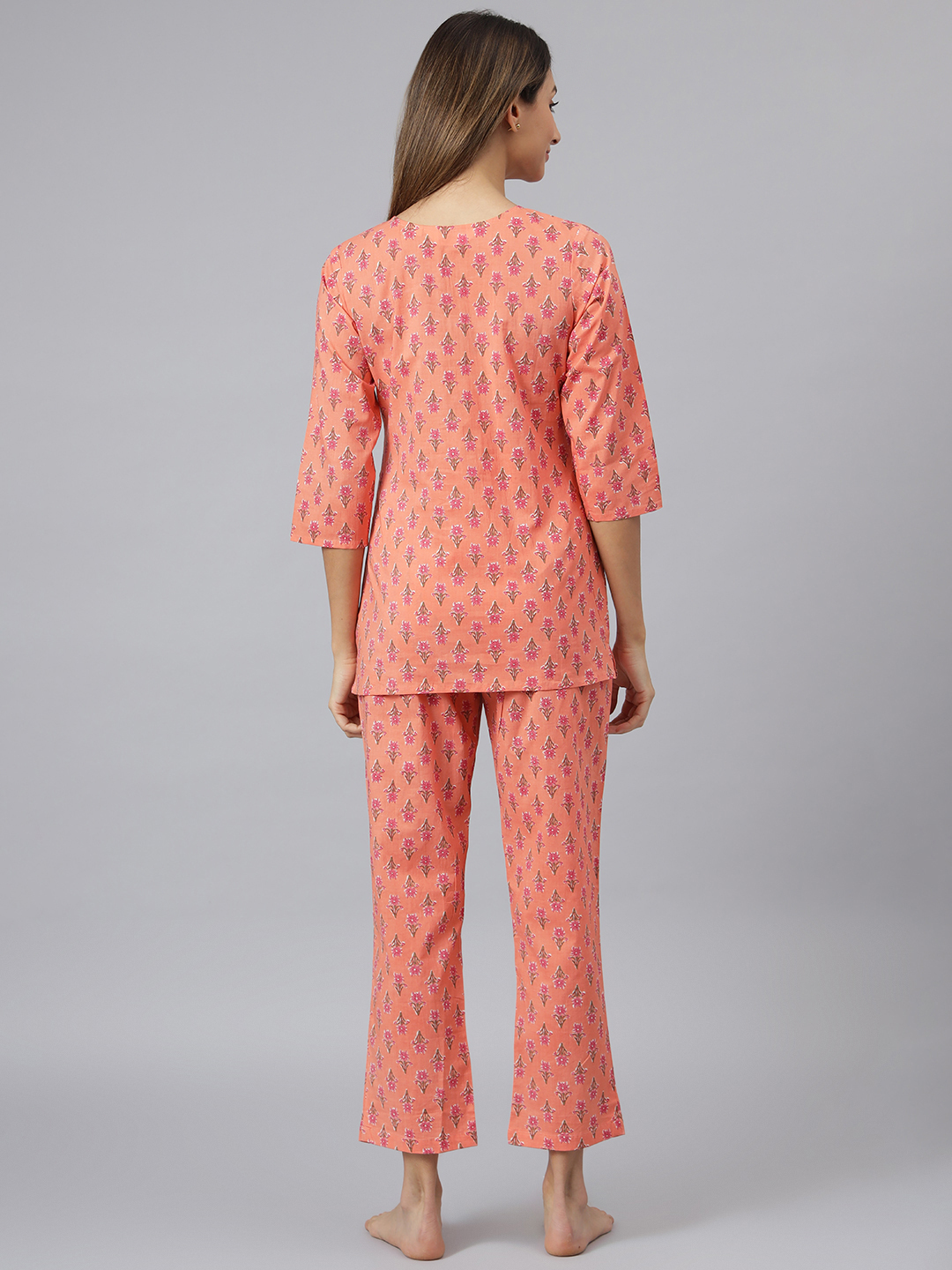 Ladies Cotton Night Suit - Color: Orange