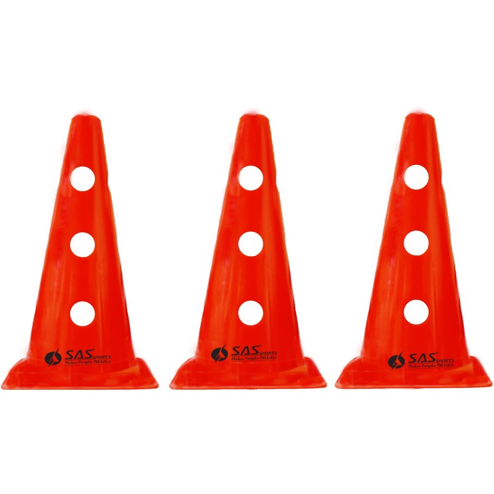 Sas Sports Marker Cone With Hole 12" - High Quality Polyethene, 12 Inch Size, Multicolor, Stable Square Base With Connection Holes For Custom Obstacles