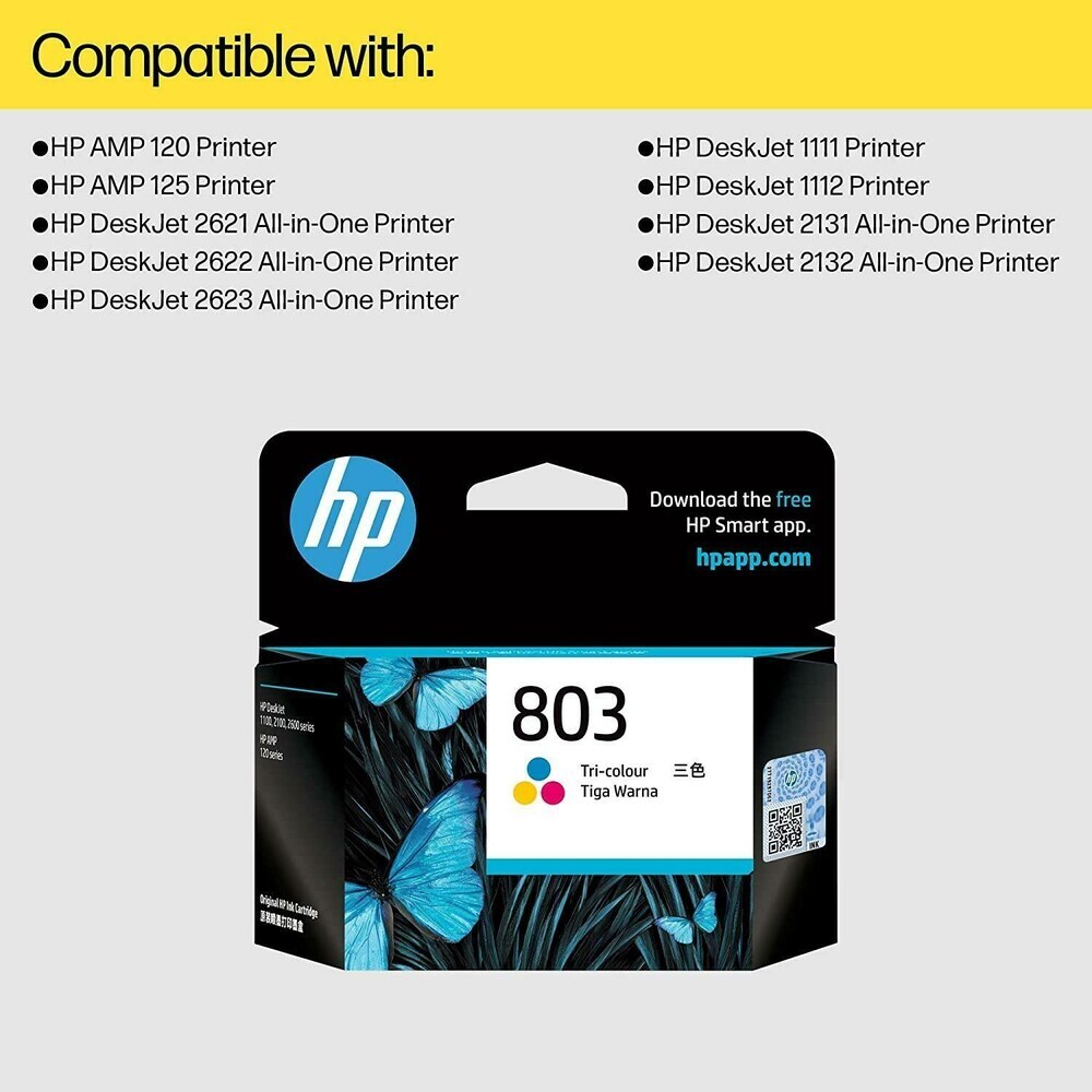 Hp 803 Tri-color Original Ink Cartridge - Application: Laser Printing