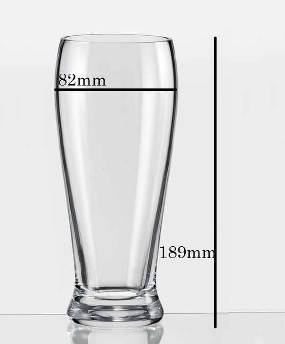 Bohemia Crystal Bar Beer Glass Set 560ml - Non Lead Crystal, 189x82mm, Transparent | Elegant Design, High Mechanical Resistance, Smooth Rims