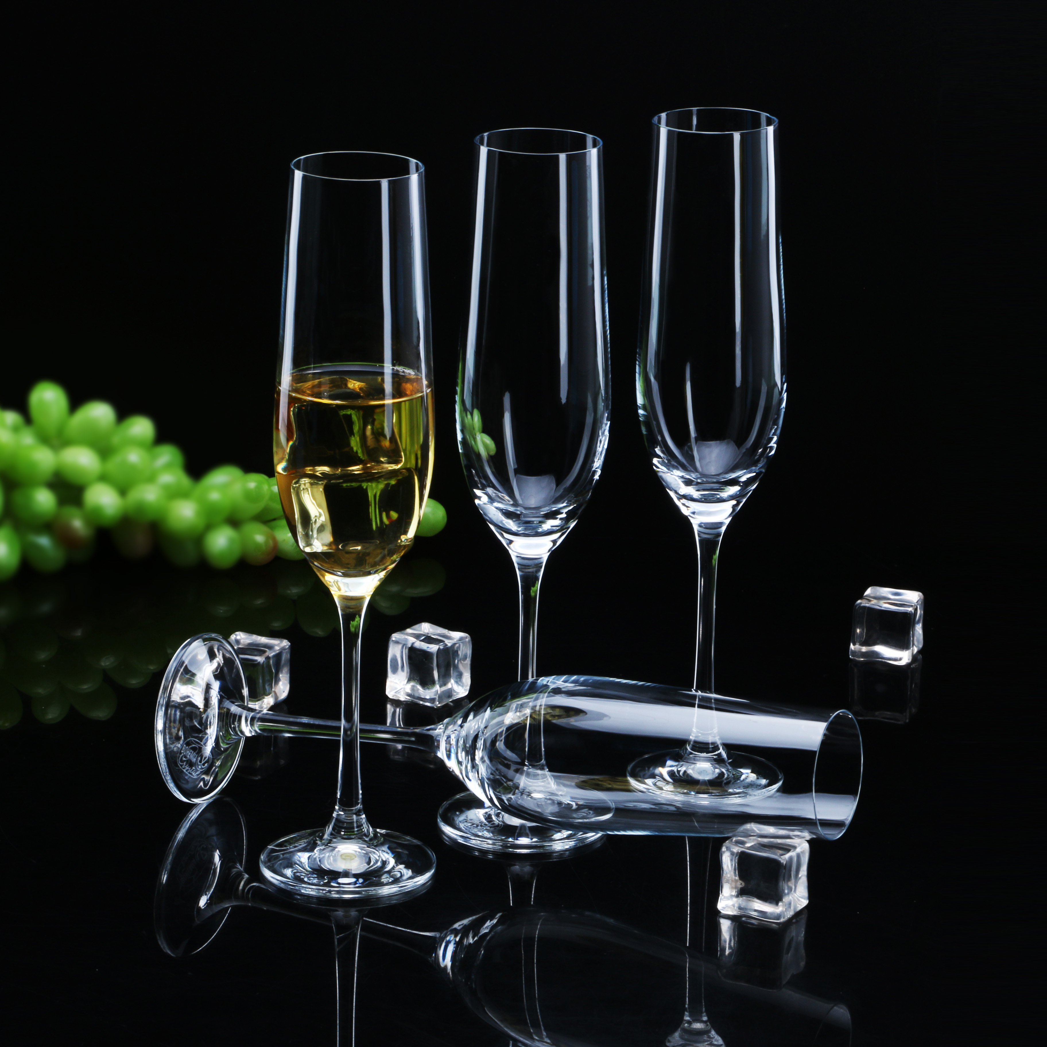 Bohemia Crystal Viola Champagne Flute Glass Set 190ml Set Of 6 - Color: Transparent