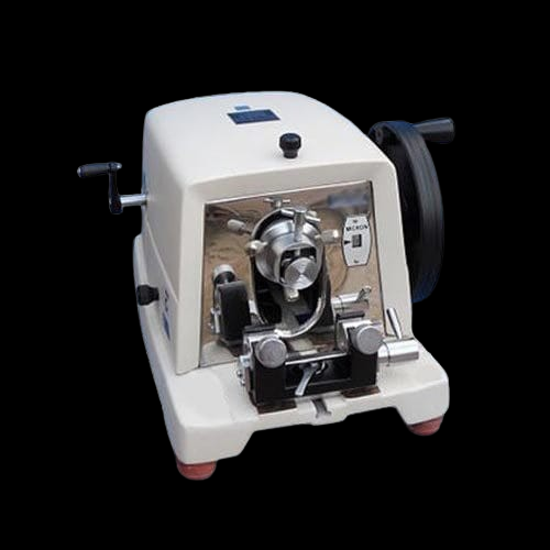 Rotary Microtome - Aluminium And Brass, Manual Operation , White Finish For Precise Laboratory Tissue Preparation