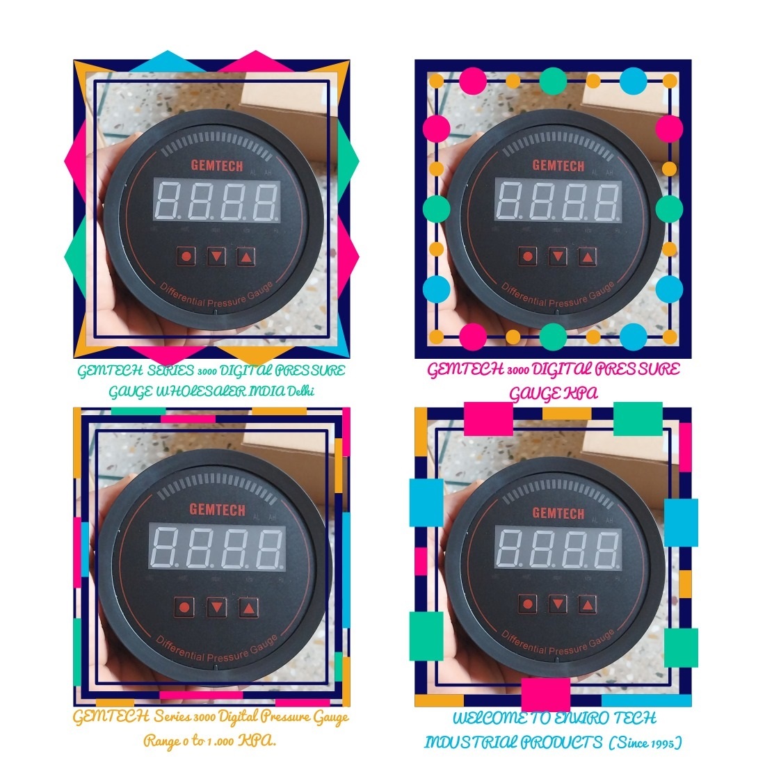 Gemtech Series 3000 Digital Pressure Gauge With Alarm Range 0 To 12.00 Inch W.c