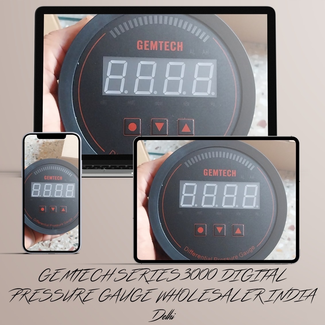 Gemtech Series 3000 Digital Pressure Gauge With Alarm Range 0 To 100 Mm Wc