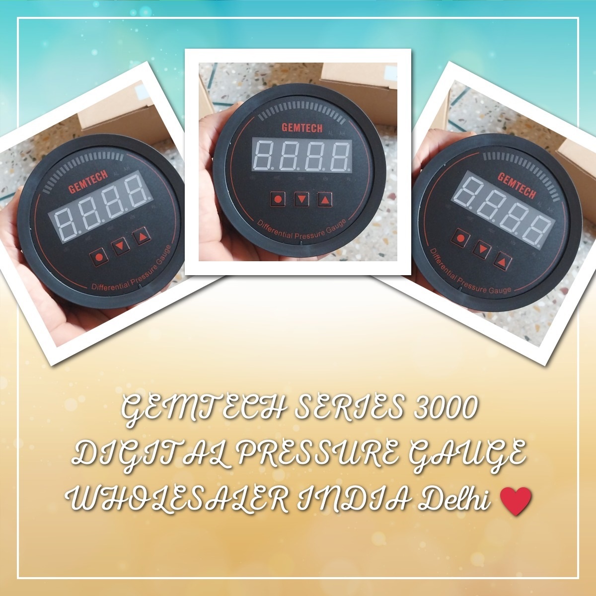 Gemtech Series 3000 Digital Pressure Gauge With Alarm Range 0 To 100 Mm Wc
