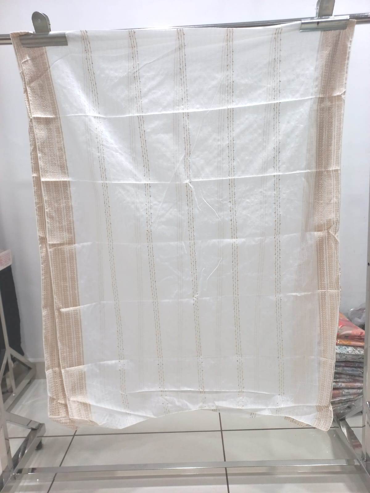 Dyeable Cotton Jacquard Dupatta - 2.5 Meter Length, White Base With Elegant Traditional Design And Versatile Styling Options