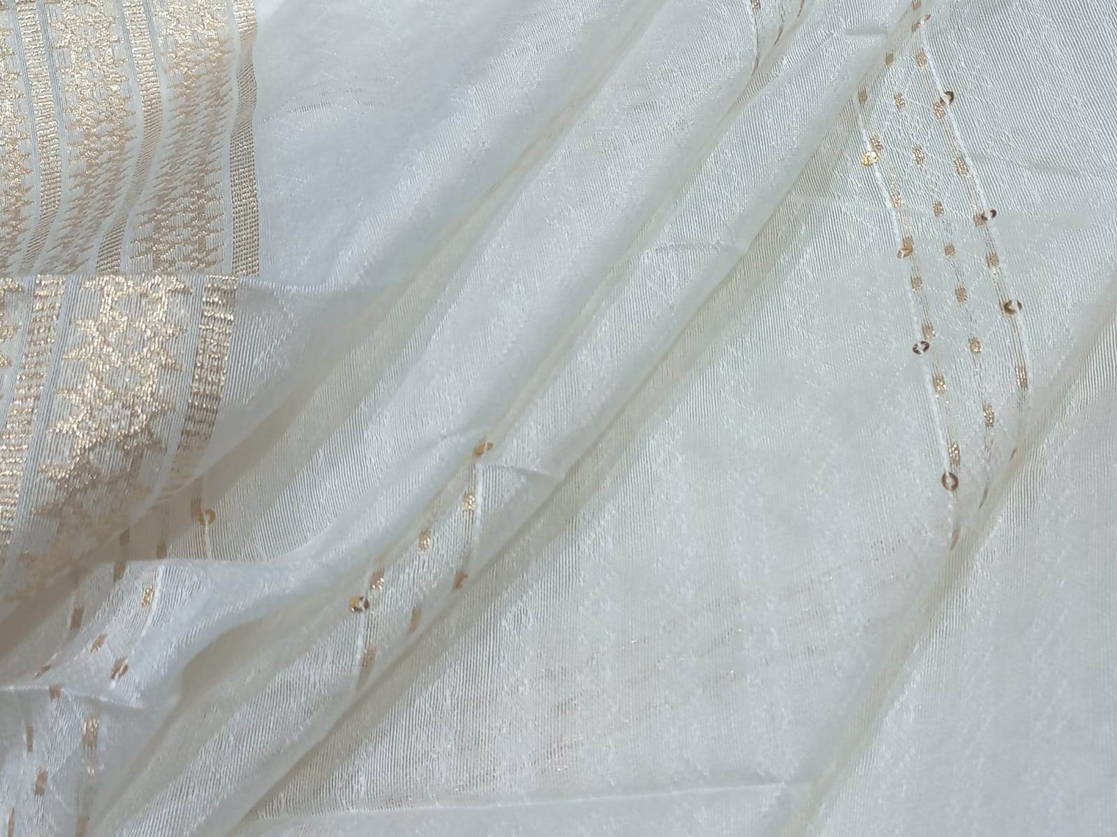 Dyeable Cotton Jacquard Dupatta - 2.5 Meter Length, White Base With Elegant Traditional Design And Versatile Styling Options
