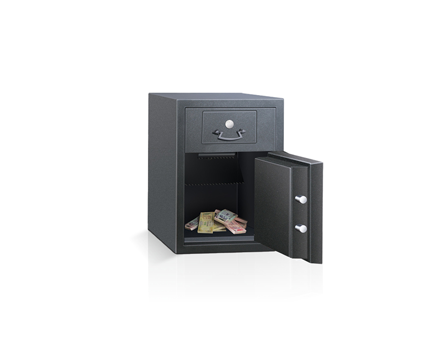 Petrol Pump Safe - Steel, Fire And Burglary Resistant , Anti-fishing Depository Drawer With Snap Shut Mechanism, Sleek Design, Easy Operation