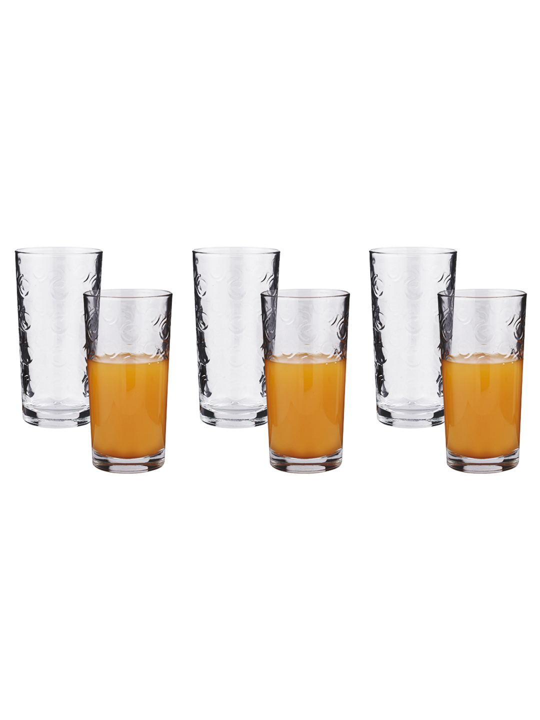 Smartserve Tall Spiral Glass Set - 250ml Capacity, Transparent Soda Lime Glass, Dishwasher-friendly, Ideal For Juices And Cocktails, Pack Of 6