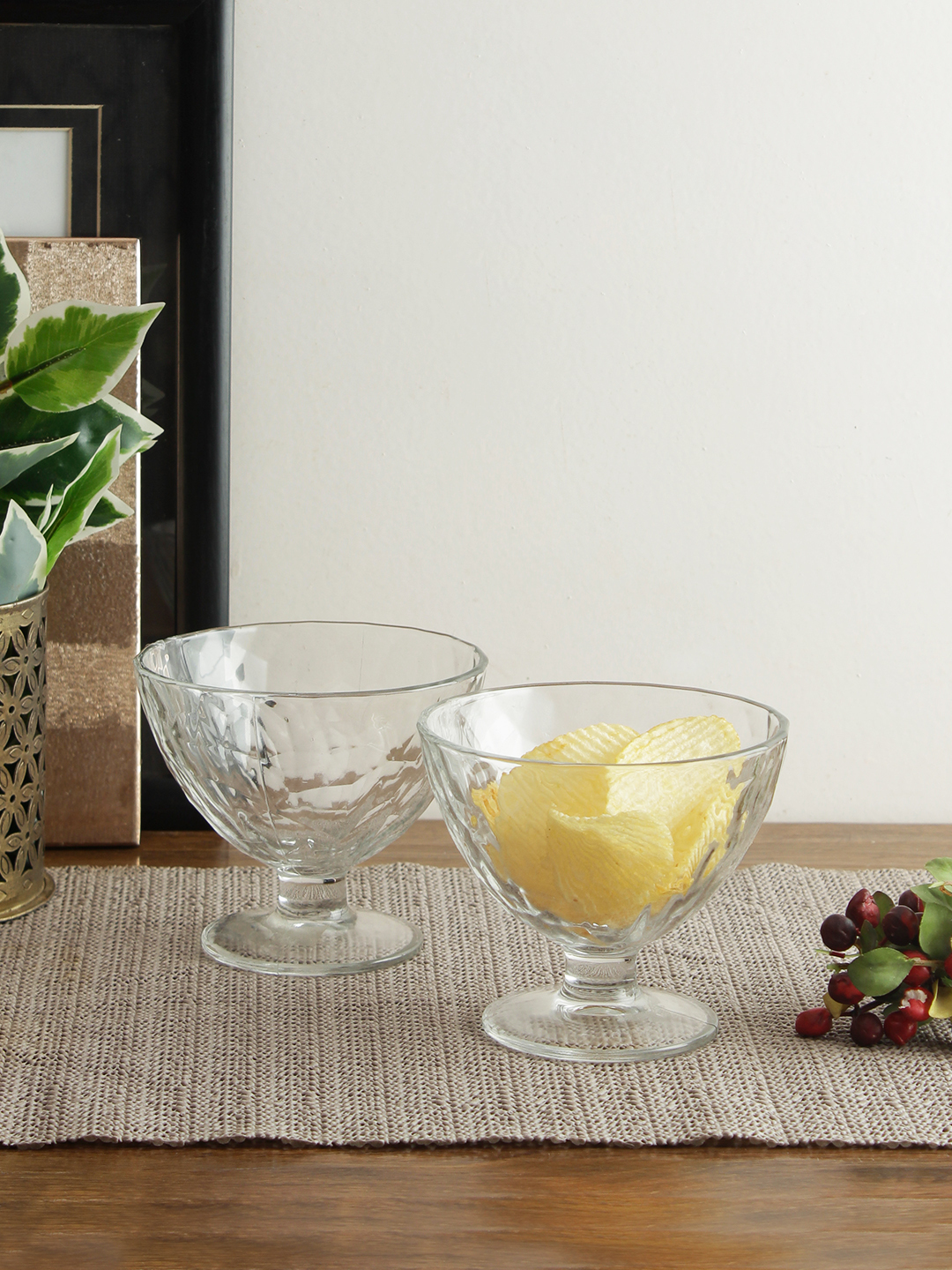 Uniglass Quartz Dessert Glass Bowls Set Transparent 375ml - Soda Lime Glass, 9.9x11.7 Cm, Dishwasher-friendly, Set Of 6