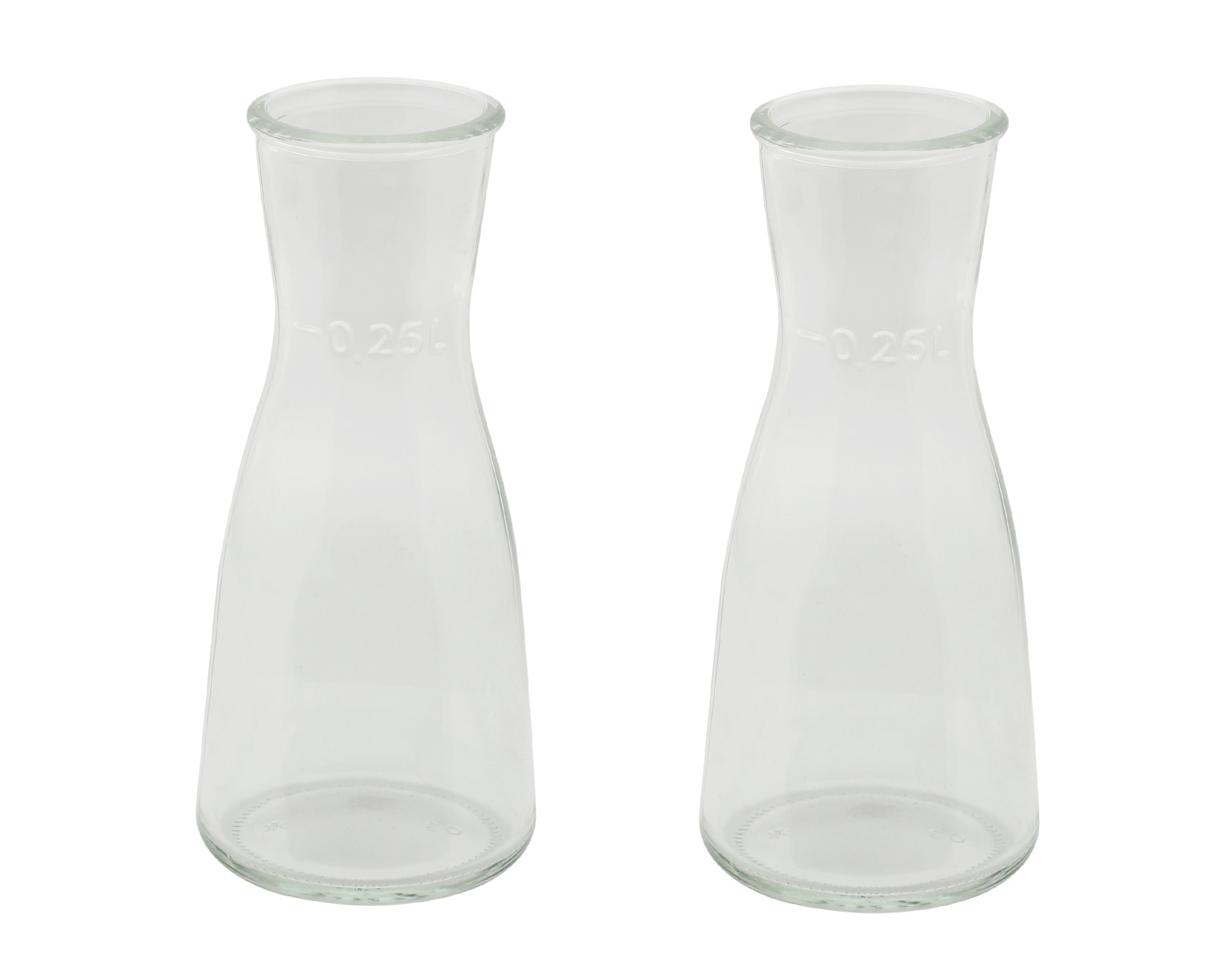 Ossa Carafe Decanter Set - 250 Ml Each, Transparent Soda Lime Glass | Dishwasher Safe, Ideal For Milk, Water, Juice, And More