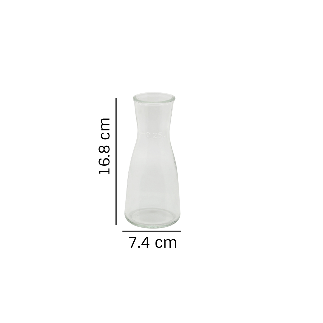 Ossa Carafe Decanter Set - 250 Ml Each, Transparent Soda Lime Glass | Dishwasher Safe, Ideal For Milk, Water, Juice, And More