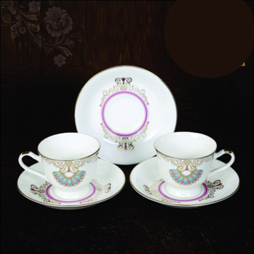 Ceramic Cup Saucer ( White And Black )