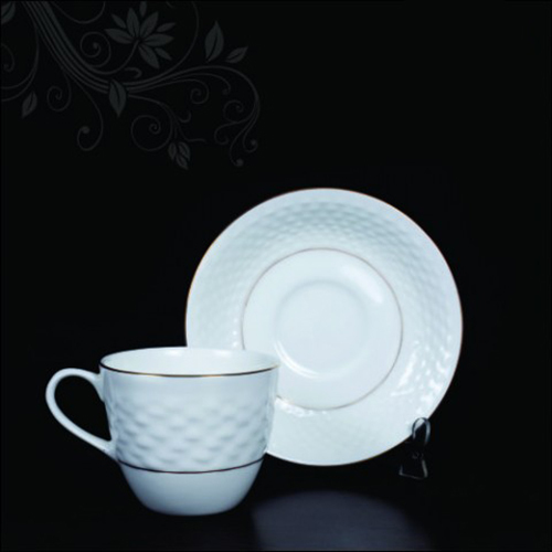 Ceramic Cup Saucer ( White And Black )