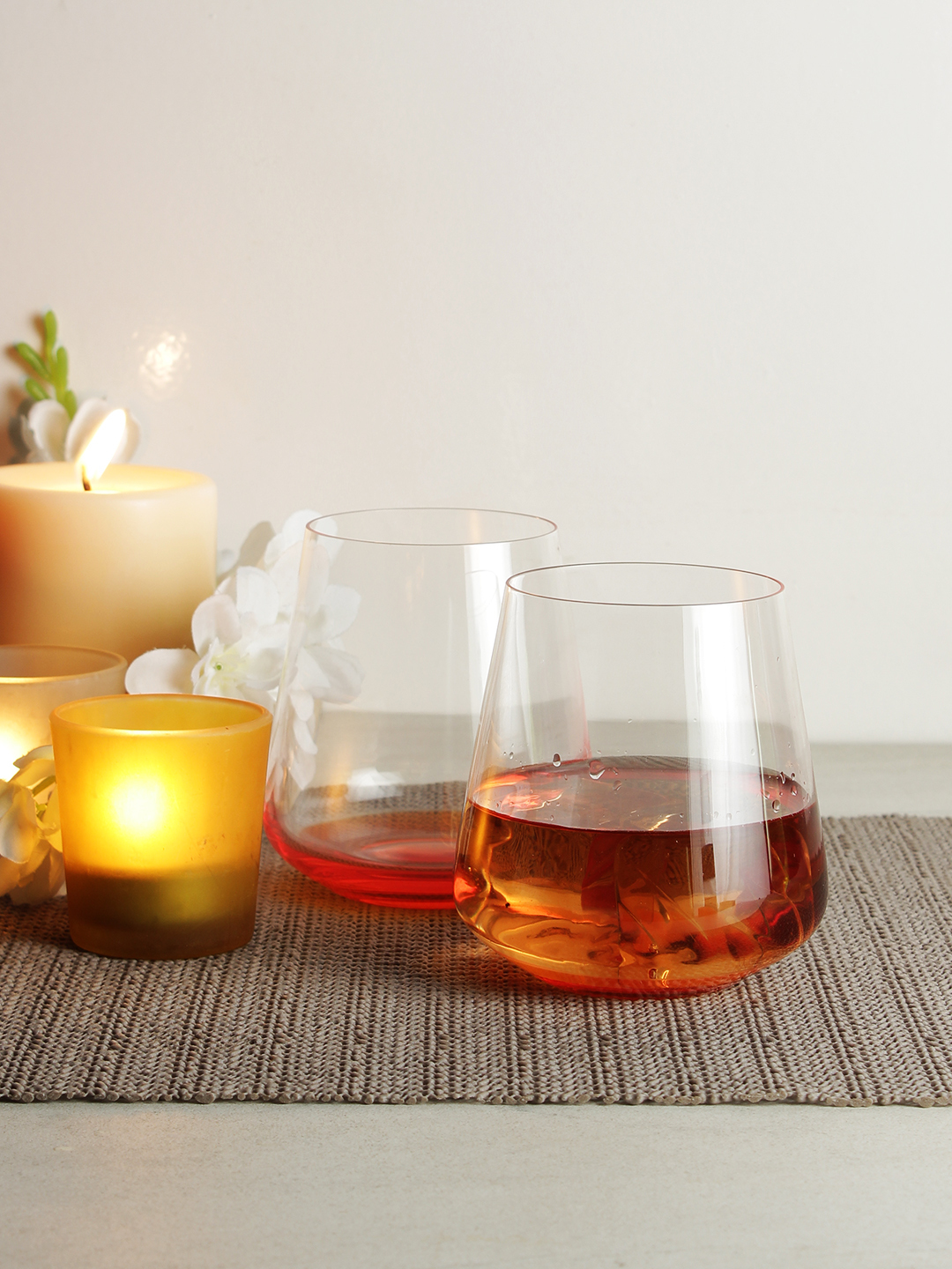 Bohemia Crystal Siesta Whiskey Glass Set 400 Ml Set Of 6 Orange Base - Color: Transparent