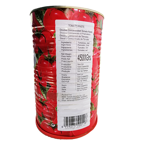 Tomato Paste 4500g - Concentration: Double Concentrated