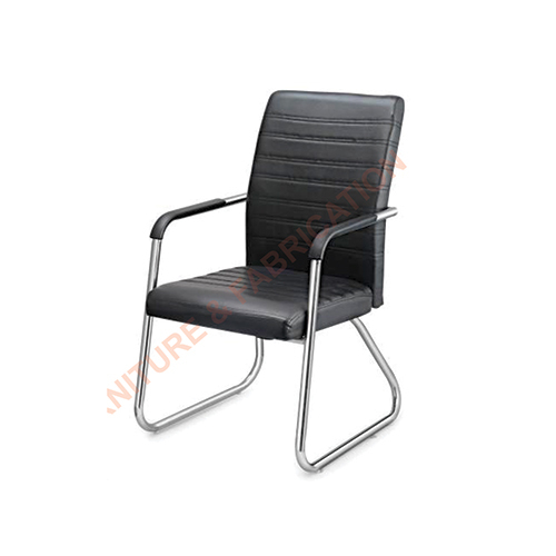 Office Visitor Chair - Leather & Stainless Steel, Modern Brown Finish | Easy To Clean, Eco-friendly, Durable, Machine Made, Stackable