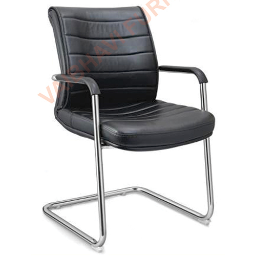 Office Visitor Chair - Leather & Stainless Steel, Modern Brown Finish | Easy To Clean, Eco-friendly, Durable, Machine Made, Stackable