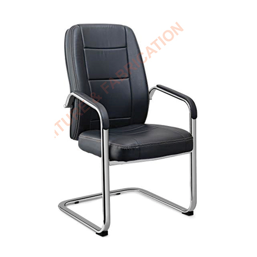 Office Visitor Chair - Leather & Stainless Steel, Modern Brown Finish | Easy To Clean, Eco-friendly, Durable, Machine Made, Stackable