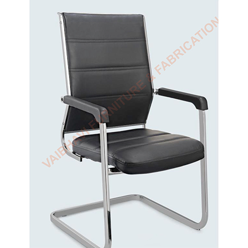 Office Visitor Chair - Leather & Stainless Steel, Modern Brown Finish | Easy To Clean, Eco-friendly, Durable, Machine Made, Stackable