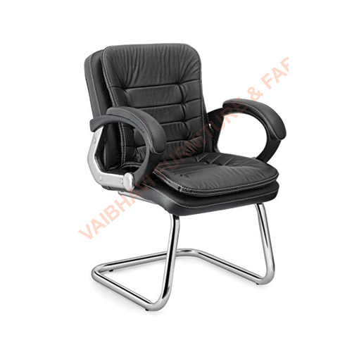 Office Visitor Chair - Leather & Stainless Steel, Modern Brown Finish | Easy To Clean, Eco-friendly, Durable, Machine Made, Stackable