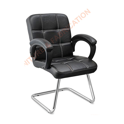 Office Visitor Chair - Leather & Stainless Steel, Modern Brown Finish | Easy To Clean, Eco-friendly, Durable, Machine Made, Stackable
