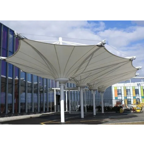 Umbrella Tensile Structure - Steel & PVC Panel | White Color, Versatile Outdoor Use