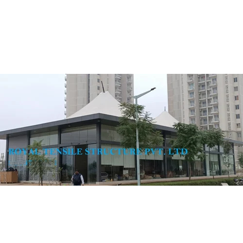 Conical Tensile Membrane Structure - PVC Panels, 10-Year Lifespan , Elegant White Color, Versatile for Permanent or Temporary Use