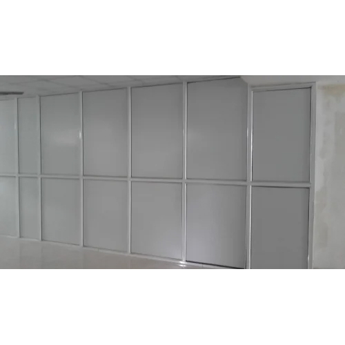 Aluminium And Plain Glass Office Partition - Color: White