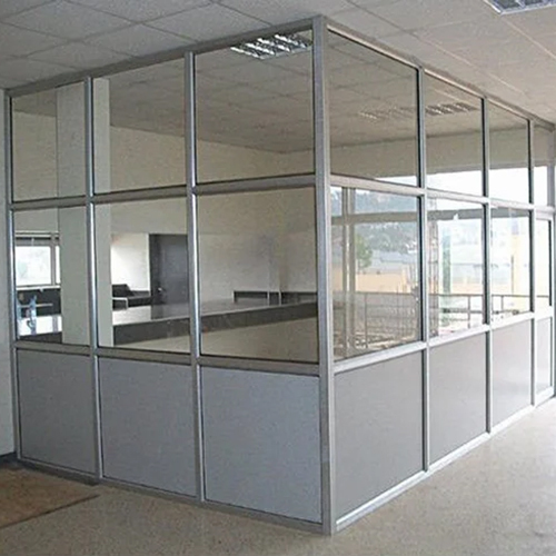 3.2mm Aluminium Glass Office Partition - Aluminium Material, White Color | Durable, Easy To Clean, Modern Design