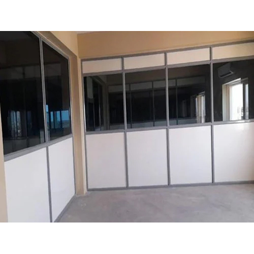 3.2mm Aluminium Glass Office Partition - Aluminium Material, White Color | Durable, Easy To Clean, Modern Design