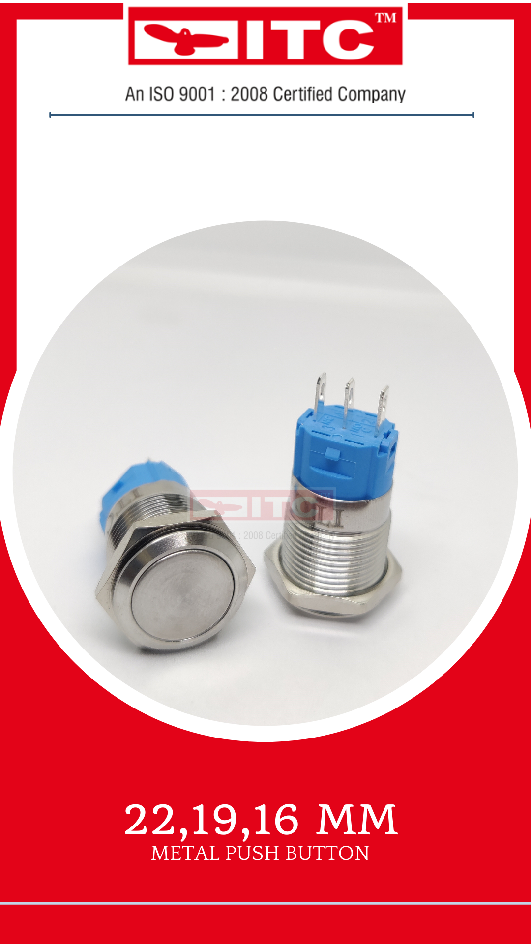 Metal Illuminated Push Button - 5v To 220v, Ip67 Rated, Momentary/latching Action, 50,000 Cycle Life, Available In Multi-color Options