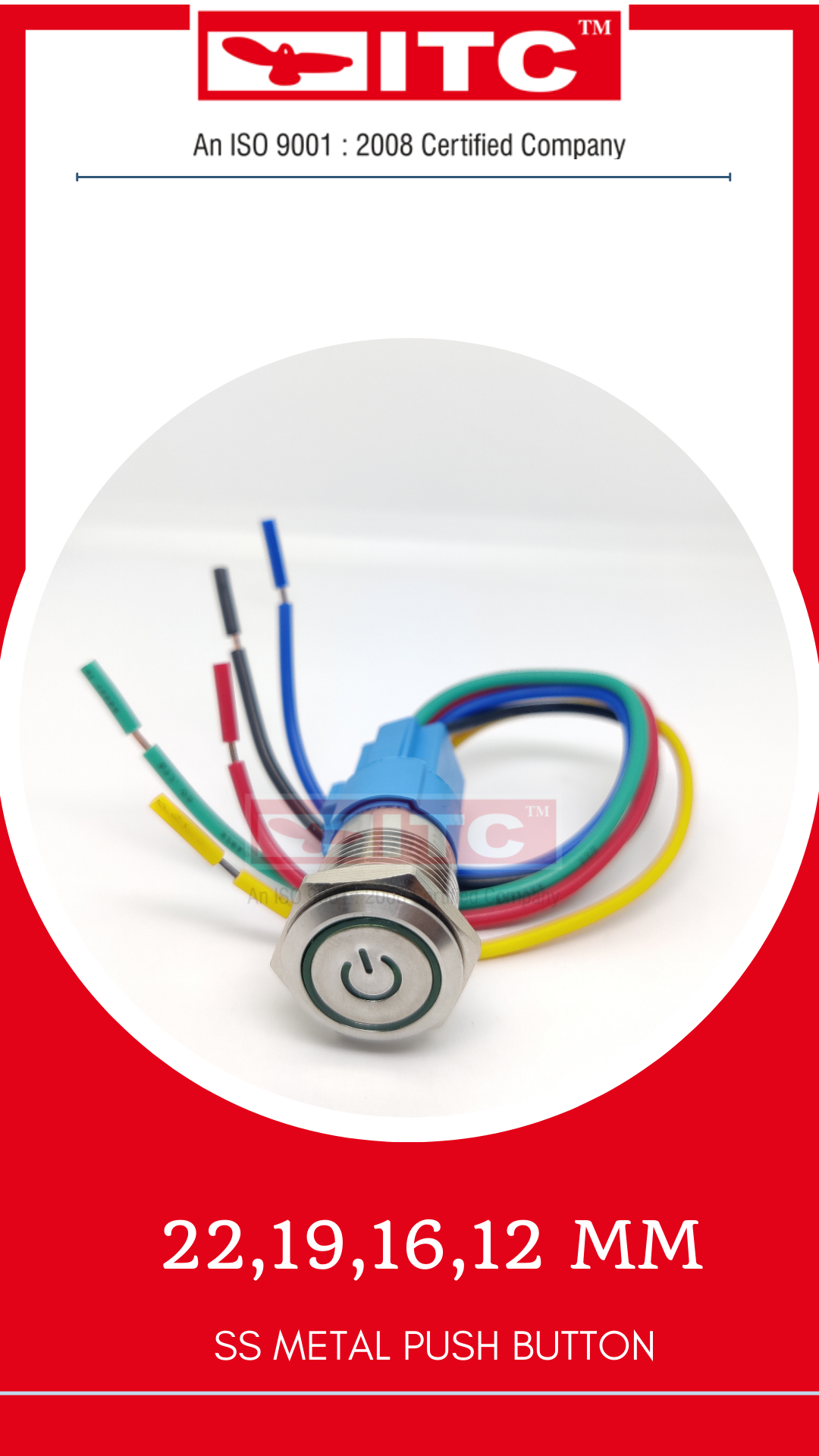 Metal Illuminated Push Button - 5v To 220v, Ip67 Rated, Momentary/latching Action, 50,000 Cycle Life, Available In Multi-color Options