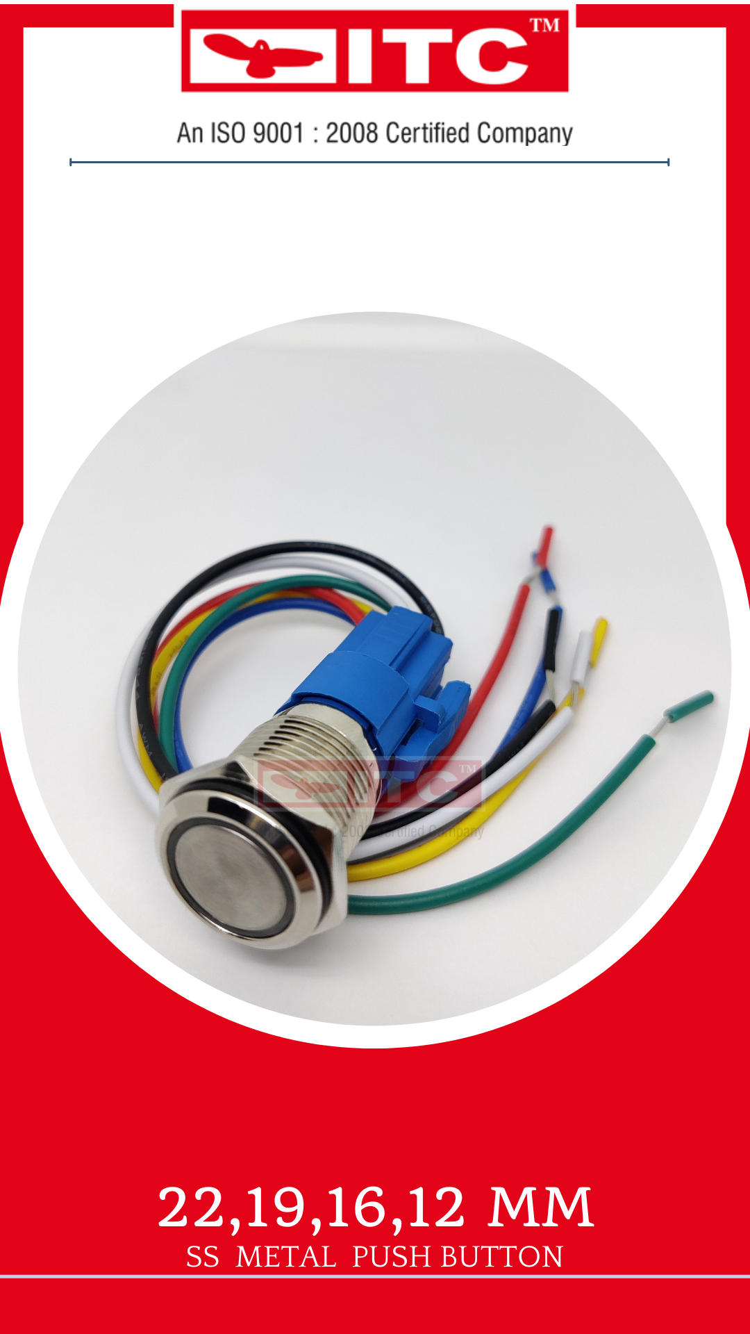 Metal Illuminated Push Button - 5v To 220v, Ip67 Rated, Momentary/latching Action, 50,000 Cycle Life, Available In Multi-color Options