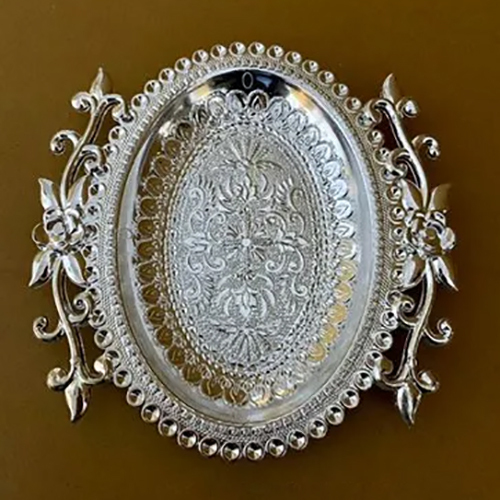 Rose Silver Plated Plastic Tray - Rigid Metal Material, Different Size Options, Sleek Silver Color, 3mm Thick | Ideal for Gifting